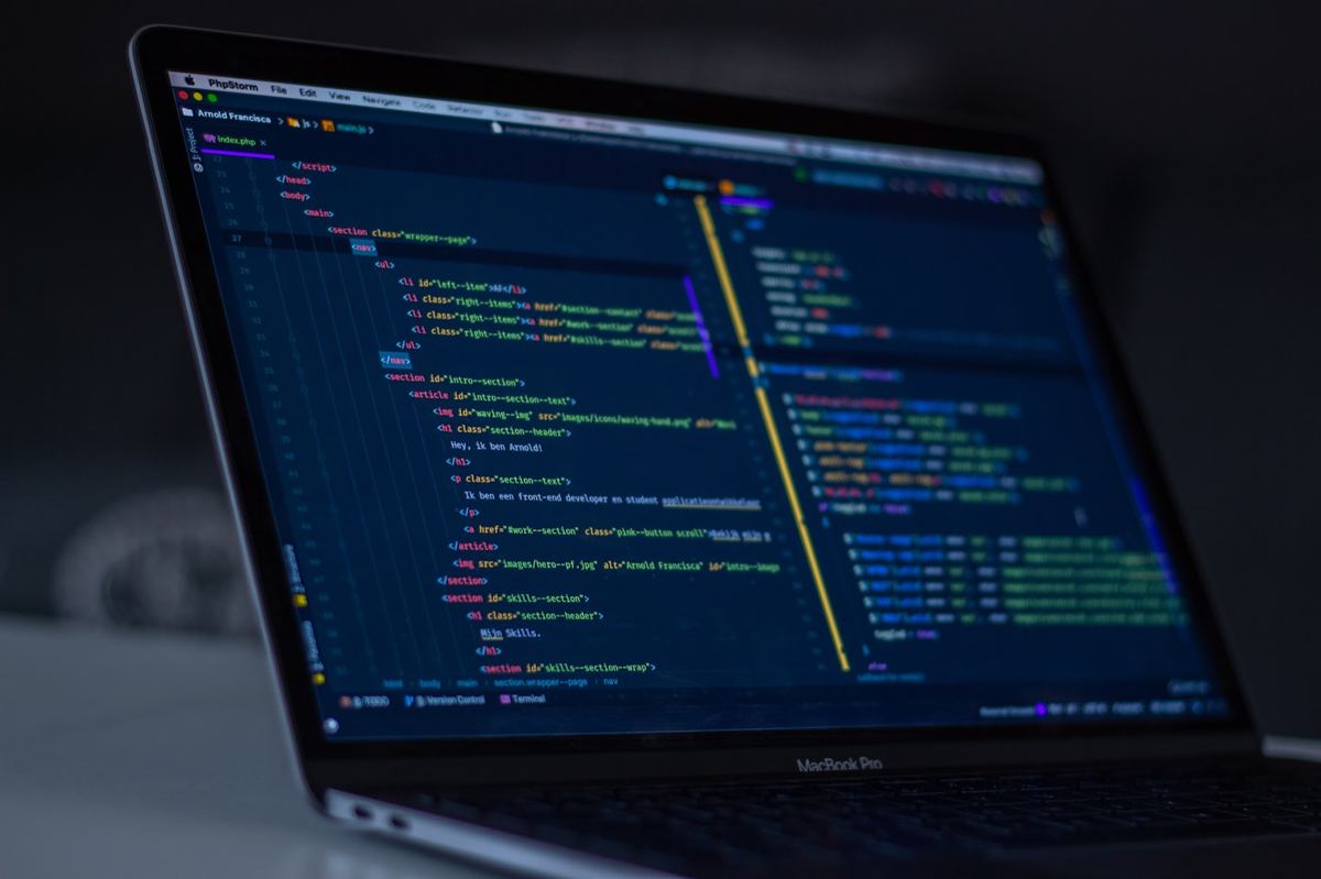 Code editor on a laptop screen